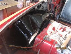 inside, hump for the filler neck, still lots of work to do, black was the wrong color choice