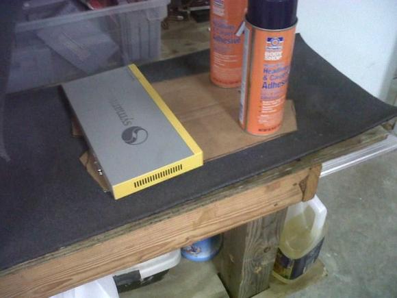 After making the new shape for the sun visor, glued it down waiting for it to dry