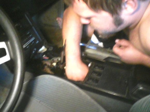my little brother ryan and i installing the B&amp;M megashifter.