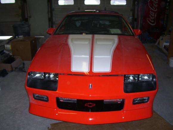White vinyl stripes.