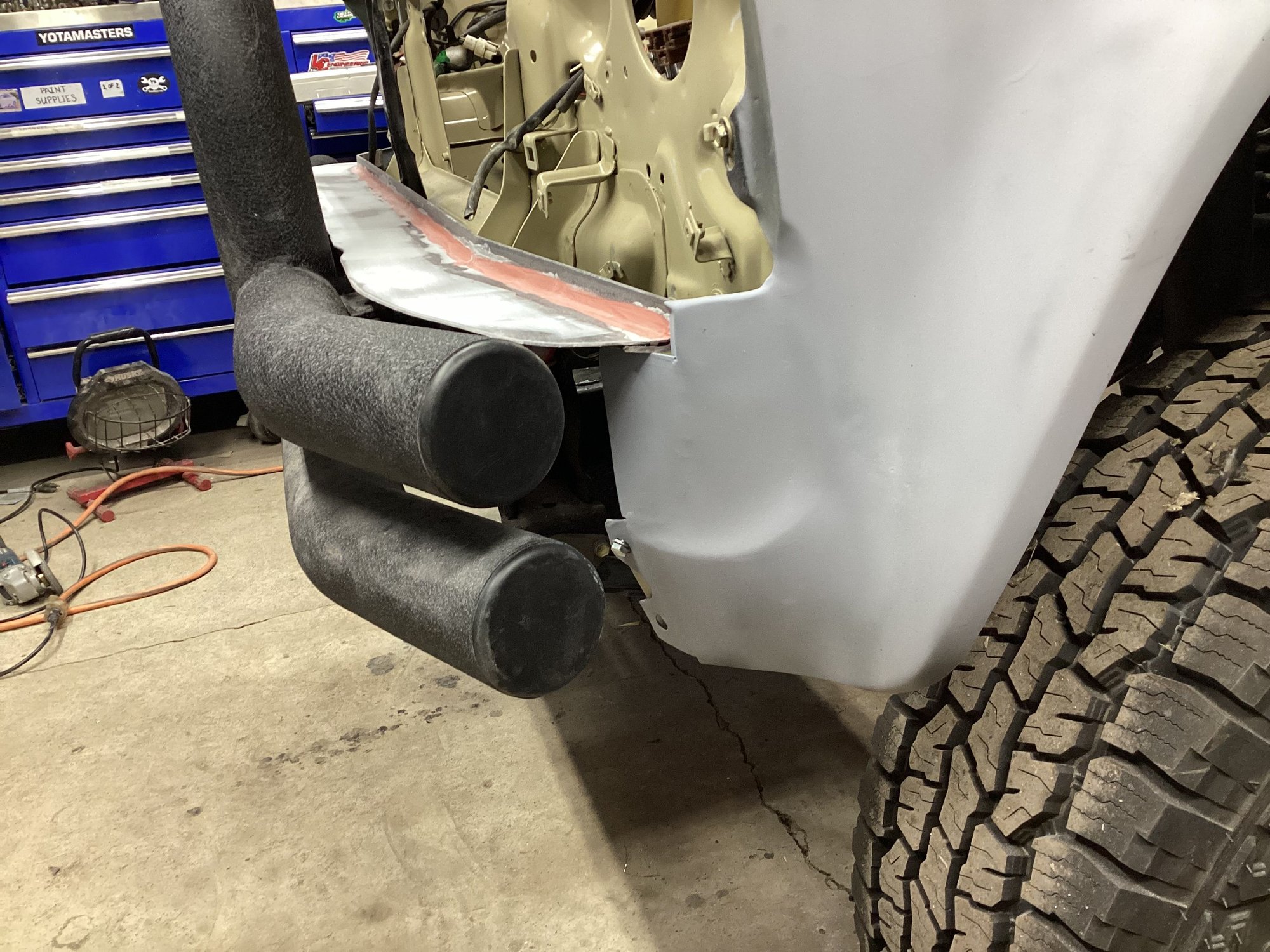 How the areas look with the bumper and filler strip in place. 