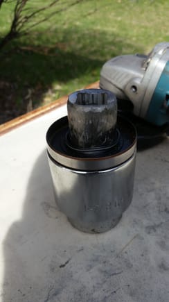 Driver loaded w seal..note: if careful grinding is done, an ext shank, very close to dia of machined surface of innermost axle can be had...offering even the blind good results! Upon completion of driver, I practised install w old seal...