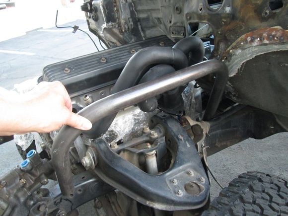 Another problem this suspension change will fix: the shock hoop  will also double as mount for the new steering shaft to work off of.