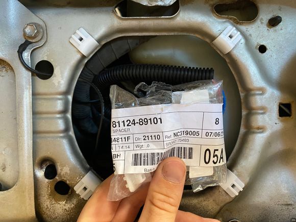 little plastic grommets for behind the buckets 