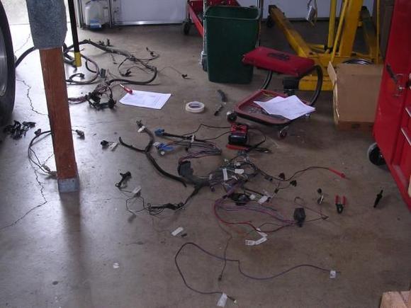 chev factory engine harness, I had to trace each wire and determine what to keep and what to eliminate such as cruise control, air bag, and abs circuits