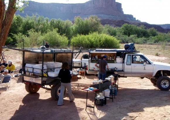 Camp set up at Potato Bottom Camp, White Rim Trail, Canyonlands National Park, Utah