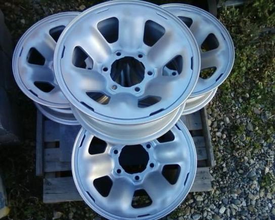 My repainted rims off of a 1991 Truck