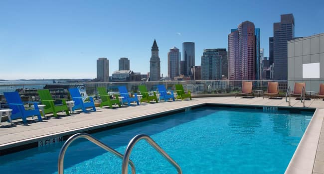 Take a swim in the rooftop pool while taking in the views