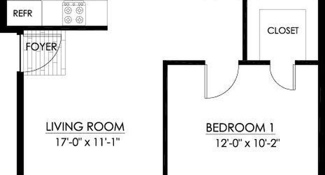 1 Bedroom / 1 Bath / 511 Sq.Ft.